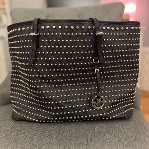 Michael Kors Black Tote with Silver Accents